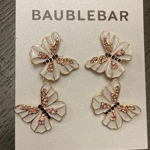 New BAUBLEBAR WHITE DOUBLE BUTTERFLY DANGLE EARRINGS
